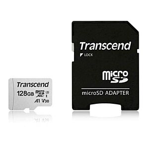 SDXC TRANSCEND MICRO 128GB 300S, 100/40MB/s, C10, U3, V30, adapter