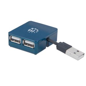 4-PORT USB 2.0 Micro HUB MANHATTAN, 4 x USB 2.0 Hi-Speed, modre barve