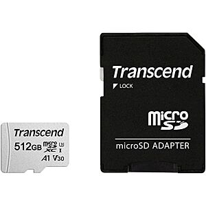 SDXC TRANSCEND MICRO 512GB 300S, 100/85MB/s, C10, U3, V30, A1, adapter