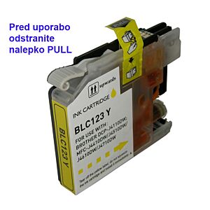 FENIX B-LC123Y nadomešča kartuše Brother LC-123Y za DCP-J132W, J152W, J552DW, J752DW, J4110DW, MFC-J245, J470DW, J650DW, J870DW, J4410DW, J4510DW, J4610DW, J4710DW, J6520DW, J6720DW, J6920DW - kapacitete za 600 strani
